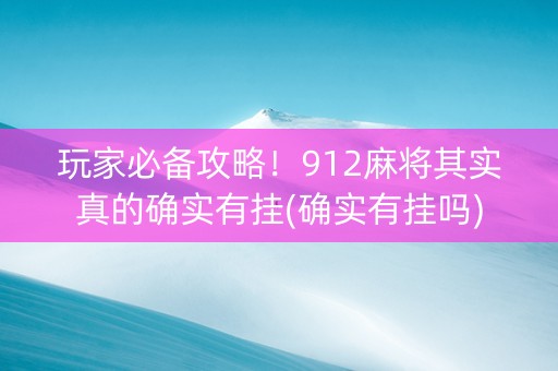 玩家必备攻略！912麻将其实真的确实有挂(确实有挂吗)