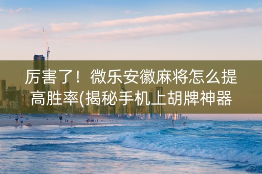 厉害了！微乐安徽麻将怎么提高胜率(揭秘手机上胡牌神器)