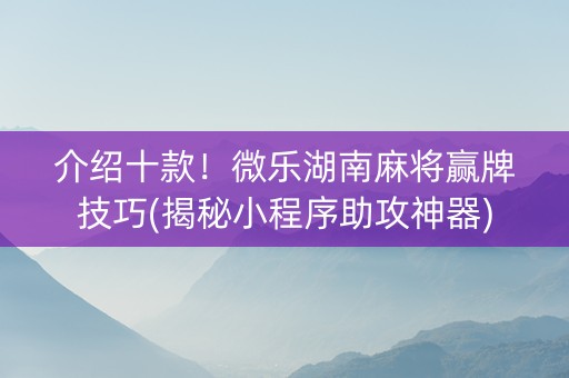 介绍十款！微乐湖南麻将赢牌技巧(揭秘小程序助攻神器)