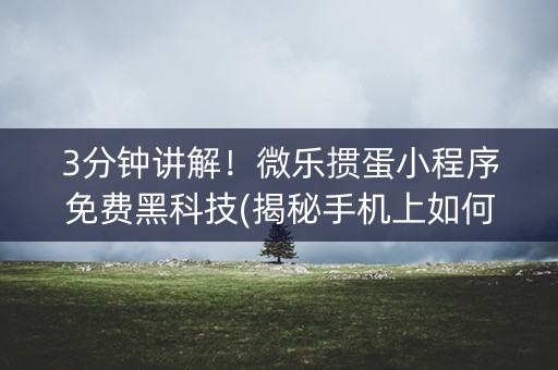3分钟讲解！微乐掼蛋小程序免费黑科技(揭秘手机上如何让牌变好)