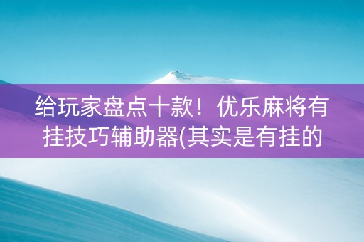 给玩家盘点十款！优乐麻将有挂技巧辅助器(其实是有挂的)