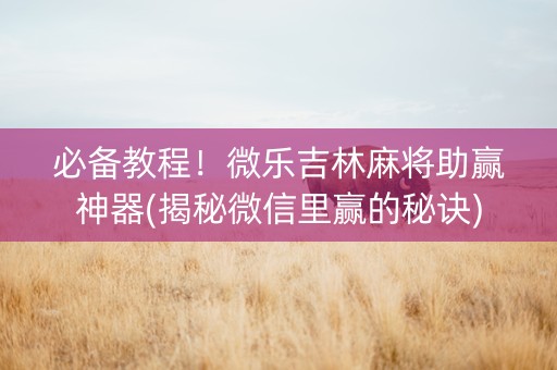 必备教程！微乐吉林麻将助赢神器(揭秘微信里赢的秘诀)