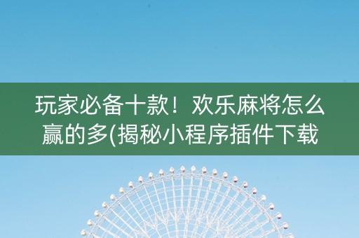 玩家必备十款！欢乐麻将怎么赢的多(揭秘小程序插件下载)