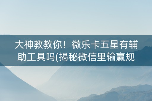 大神教教你！微乐卡五星有辅助工具吗(揭秘微信里输赢规律)