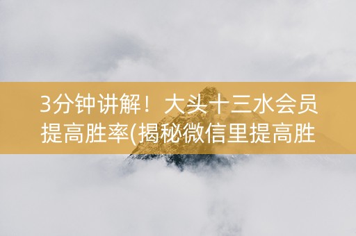 3分钟讲解！大头十三水会员提高胜率(揭秘微信里提高胜率)