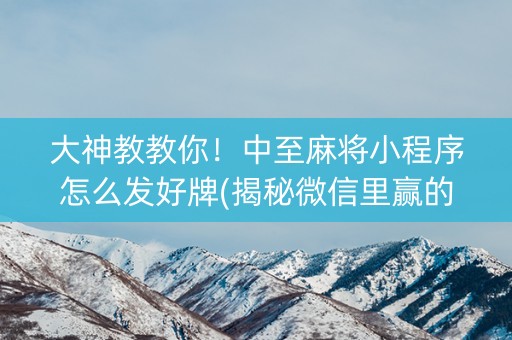 大神教教你！中至麻将小程序怎么发好牌(揭秘微信里赢的秘诀)