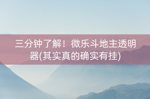 三分钟了解！微乐斗地主透明器(其实真的确实有挂)