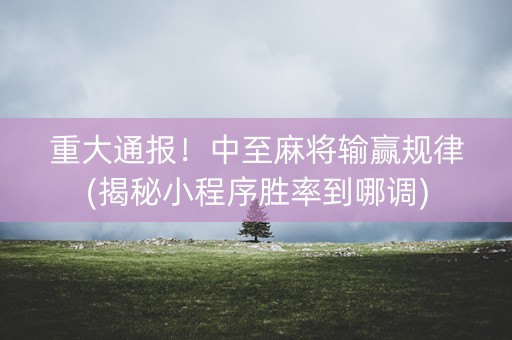重大通报！中至麻将输赢规律(揭秘小程序胜率到哪调)