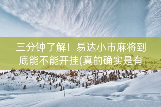 三分钟了解！易达小市麻将到底能不能开挂(真的确实是有挂)