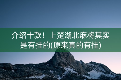 介绍十款！上楚湖北麻将其实是有挂的(原来真的有挂)