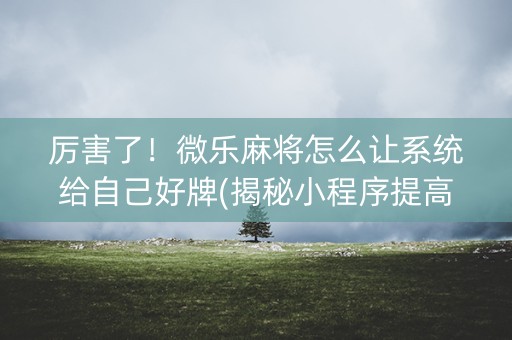 厉害了！微乐麻将怎么让系统给自己好牌(揭秘小程序提高胜率)