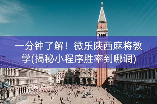 一分钟了解！微乐陕西麻将教学(揭秘小程序胜率到哪调)