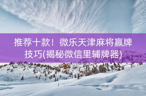 推荐十款！微乐天津麻将赢牌技巧(揭秘微信里辅牌器)