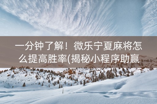 一分钟了解！微乐宁夏麻将怎么提高胜率(揭秘小程序助赢软件)