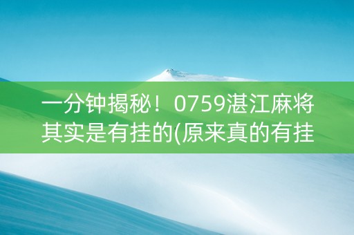 一分钟揭秘！0759湛江麻将其实是有挂的(原来真的有挂)
