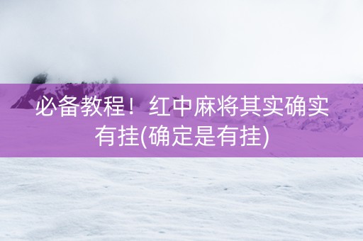必备教程！红中麻将其实确实有挂(确定是有挂)