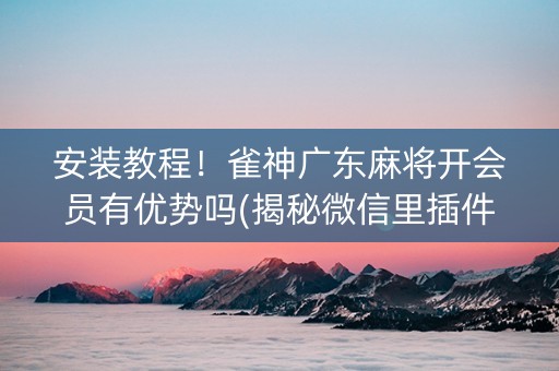安装教程！雀神广东麻将开会员有优势吗(揭秘微信里插件免费)