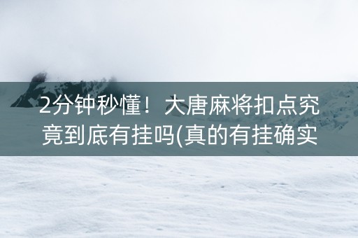 2分钟秒懂！大唐麻将扣点究竟到底有挂吗(真的有挂确实有挂)