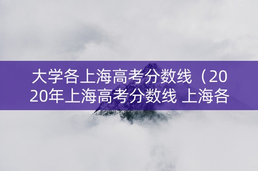 大学各上海高考分数线（2020年上海高考分数线 上海各大学）