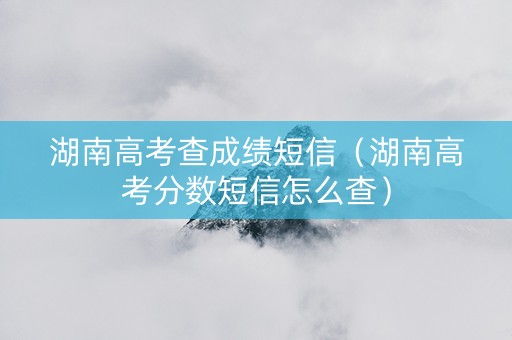 湖南高考查成绩短信（湖南高考分数短信怎么查）