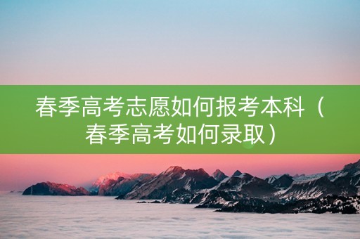 春季高考志愿如何报考本科（春季高考如何录取）
