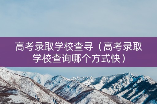 高考录取学校查寻（高考录取学校查询哪个方式快）
