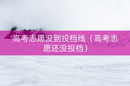 高考志愿没到投档线（高考志愿还没投档）