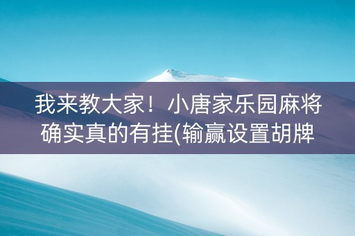 我来教大家！小唐家乐园麻将确实真的有挂(输赢设置胡牌规律)