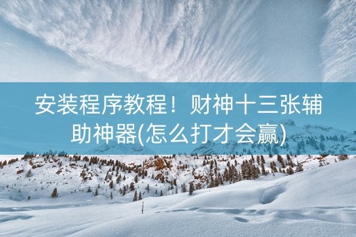 安装程序教程！财神十三张辅助神器(怎么打才会赢)