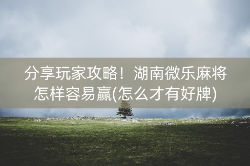 分享玩家攻略！湖南微乐麻将怎样容易赢(怎么才有好牌)