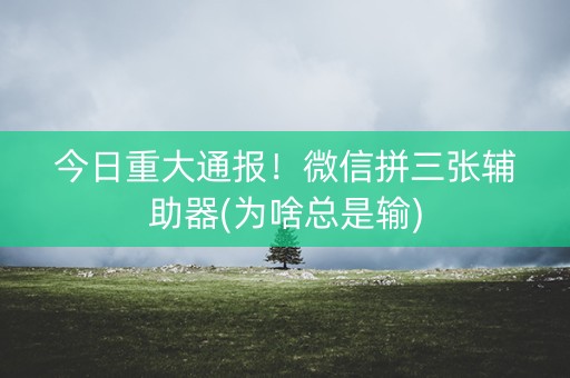 今日重大通报！微信拼三张辅助器(为啥总是输)