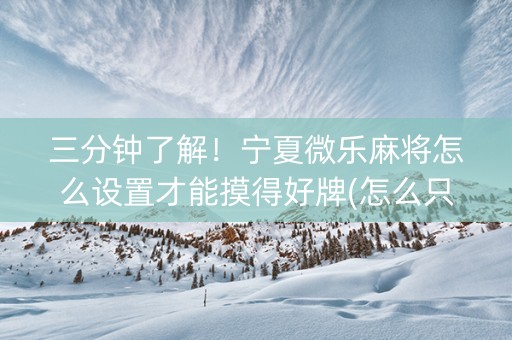 三分钟了解！宁夏微乐麻将怎么设置才能摸得好牌(怎么只赢不输)