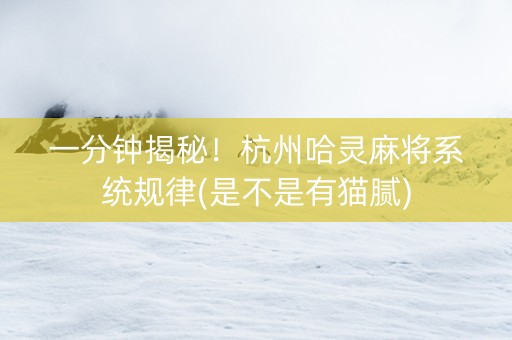 一分钟揭秘！杭州哈灵麻将系统规律(是不是有猫腻)
