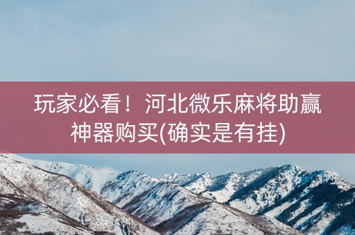 玩家必看！河北微乐麻将助赢神器购买(确实是有挂)