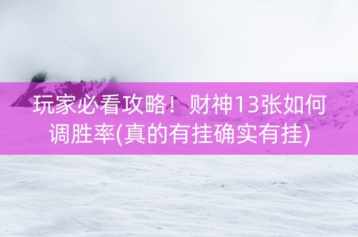 玩家必看攻略！财神13张如何调胜率(真的有挂确实有挂)
