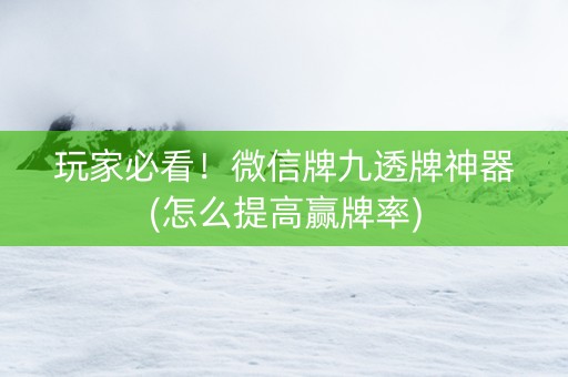 玩家必看！微信牌九透牌神器(怎么提高赢牌率)