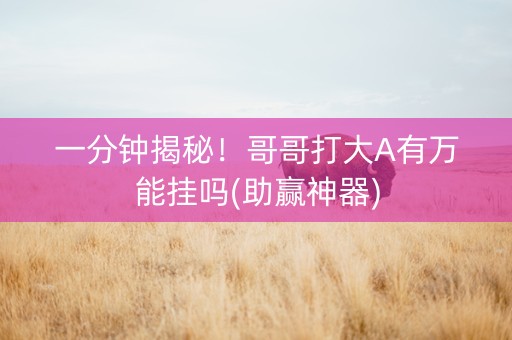 一分钟揭秘！哥哥打大A有万能挂吗(助赢神器)