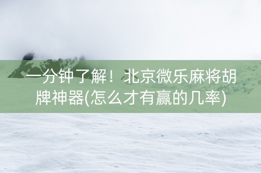 一分钟了解！北京微乐麻将胡牌神器(怎么才有赢的几率)