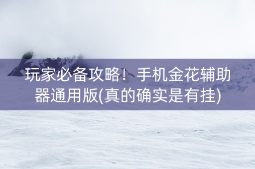 玩家必备攻略！手机金花辅助器通用版(真的确实是有挂)