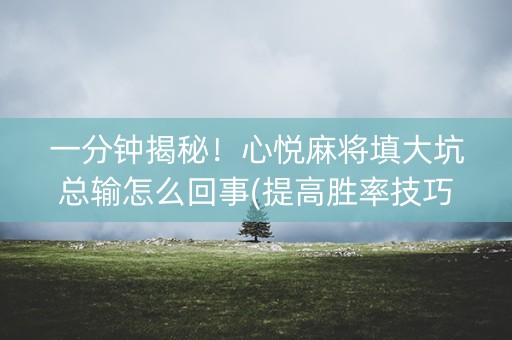 一分钟揭秘！心悦麻将填大坑总输怎么回事(提高胜率技巧)