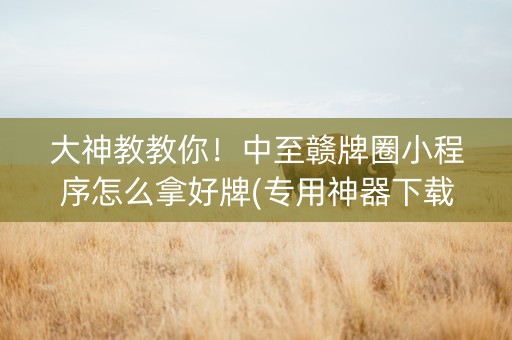 大神教教你！中至赣牌圈小程序怎么拿好牌(专用神器下载)