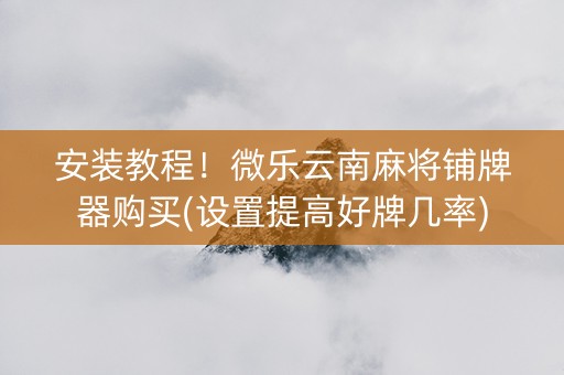 安装教程！微乐云南麻将铺牌器购买(设置提高好牌几率)