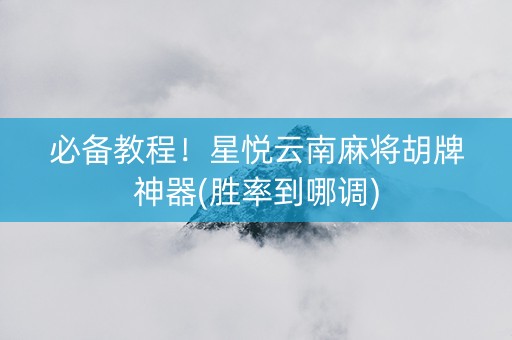 必备教程！星悦云南麻将胡牌神器(胜率到哪调)