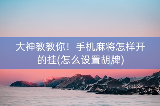 大神教教你！手机麻将怎样开的挂(怎么设置胡牌)