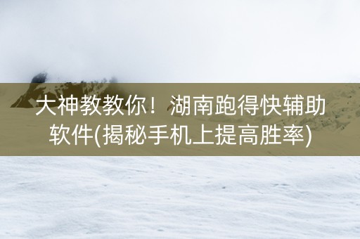 大神教教你！湖南跑得快辅助软件(揭秘手机上提高胜率)