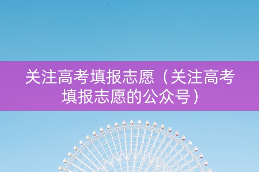 关注高考填报志愿（关注高考填报志愿的公众号）