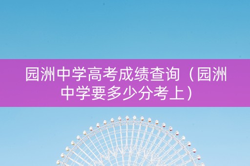 园洲中学高考成绩查询（园洲中学要多少分考上）