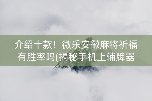 介绍十款！微乐安徽麻将祈福有胜率吗(揭秘手机上辅牌器)