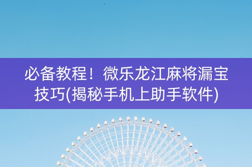 必备教程！微乐龙江麻将漏宝技巧(揭秘手机上助手软件)