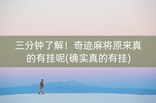 三分钟了解！奇迹麻将原来真的有挂呢(确实真的有挂)